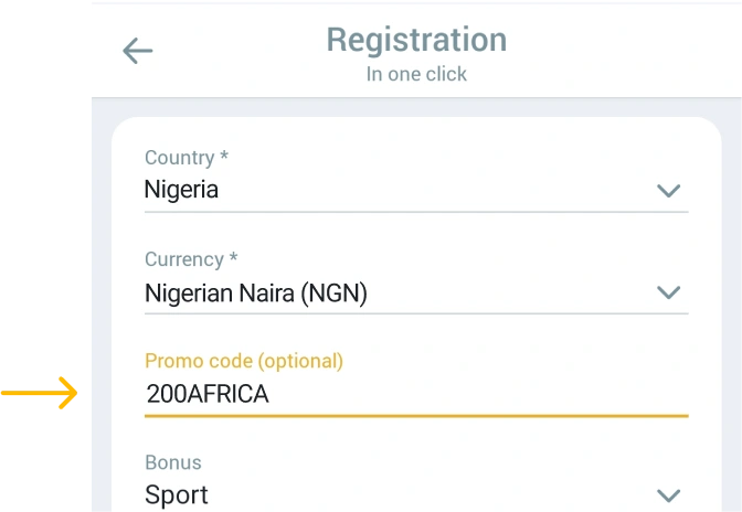 Enter promocode Melbet betapk Nigeria